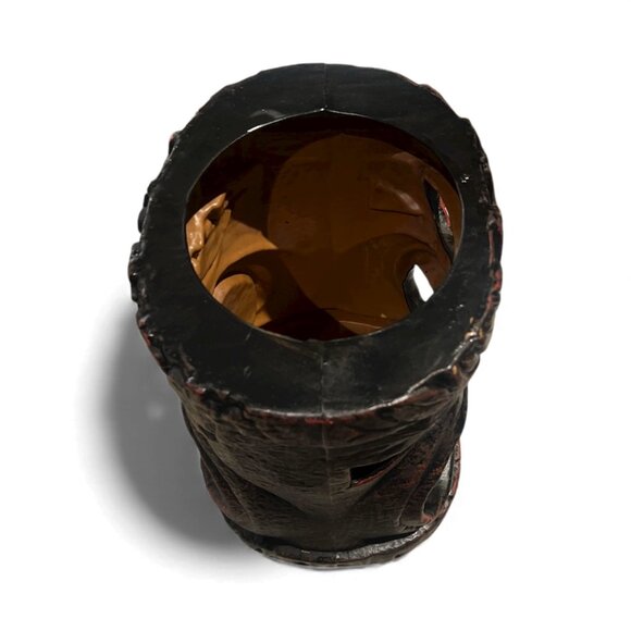 Luau Flame Idol Brown 10" Tiki Head Hawaiian Beach Patio Pool Party - Picture 6 of 6